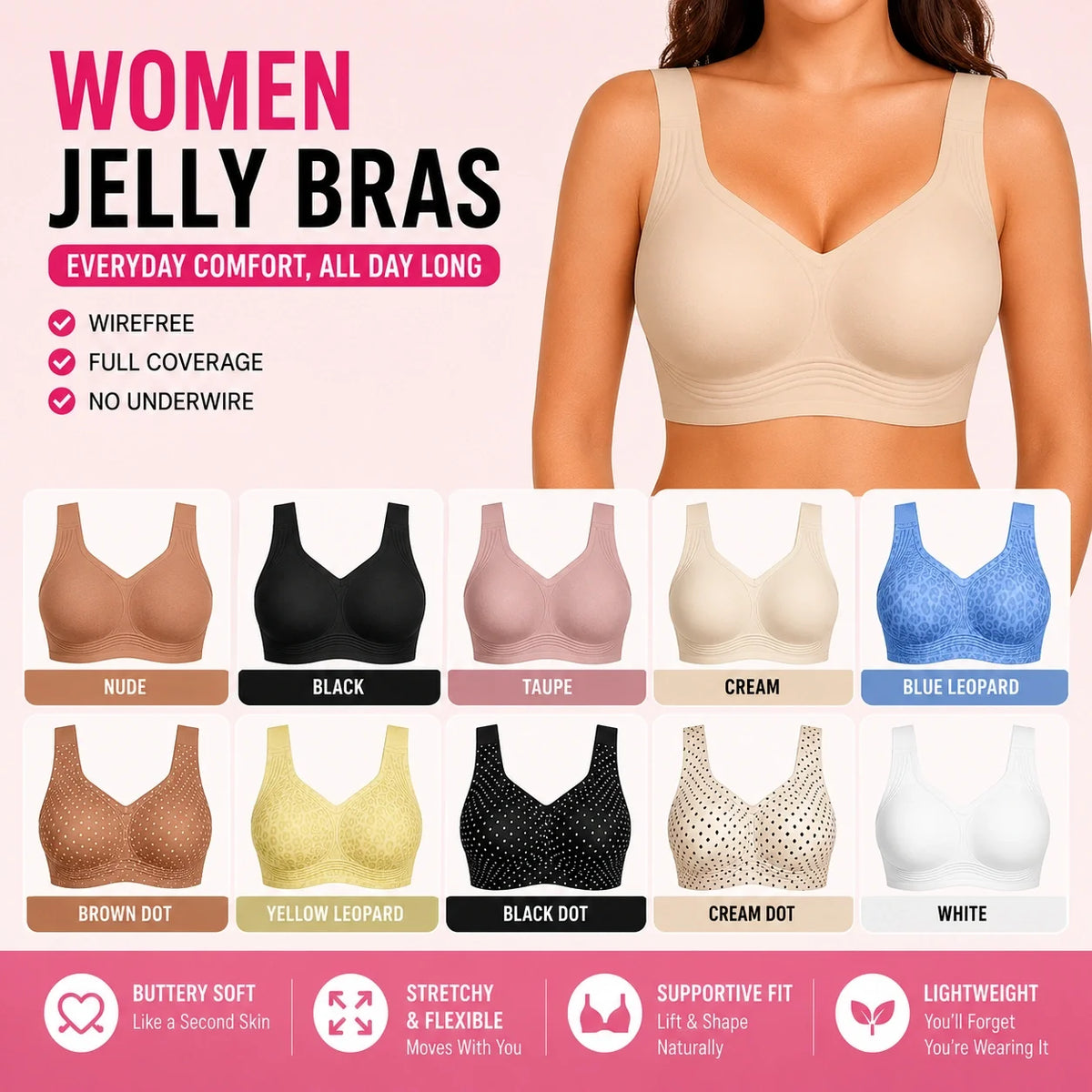 ⌛Limited-Time Offer - Women Jelly Bras Wirefree Full Coverage No Underwire