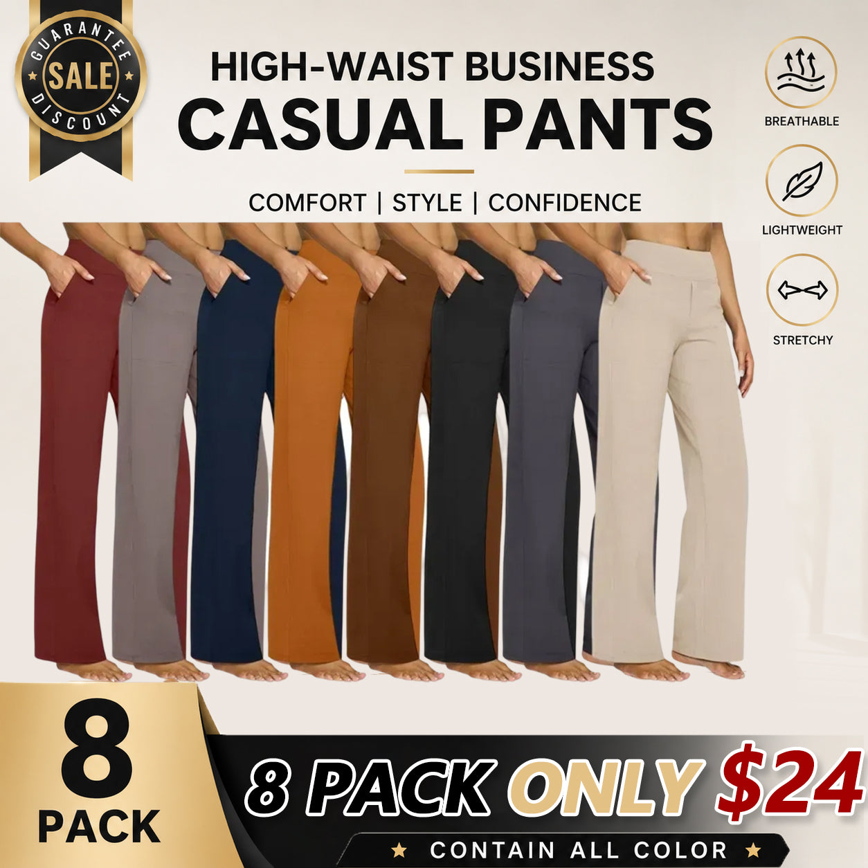 💘 Valentine’s Day Sale 💘Women’s High-Waist Wide Leg Pants – Business Casual Yoga Dress Pants with Pockets
