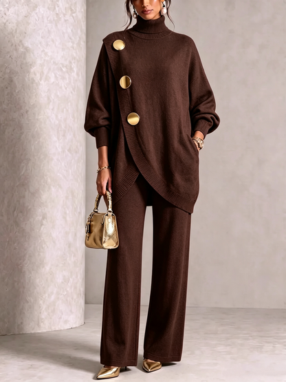 💥 Elegant Knit Asymmetrical Button Set