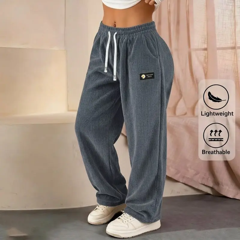 Women's Solid Straight Leg Corduroy Bottoms-100% Cotton.