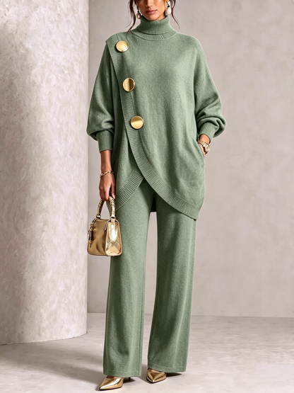 💥 Elegant Knit Asymmetrical Button Set
