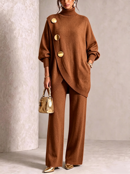 💥 Elegant Knit Asymmetrical Button Set