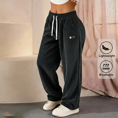 Women's Solid Straight Leg Corduroy Bottoms-100% Cotton.